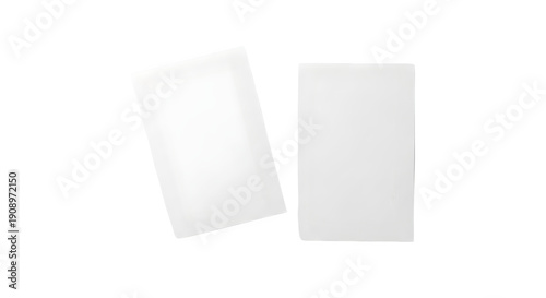 Two blank white business cards or ID cards, isolated on transparent background, png
