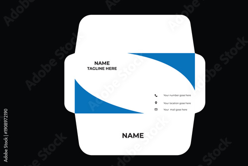 Day White business envelope template with blue abstract design and contact information placeholders stationery