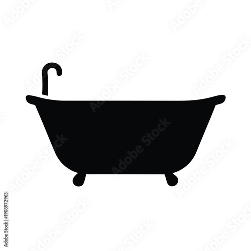 Bathtub Silhouette Icon Vector Illustration