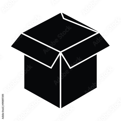 Box Open Silhouette Icon Vector Illustration