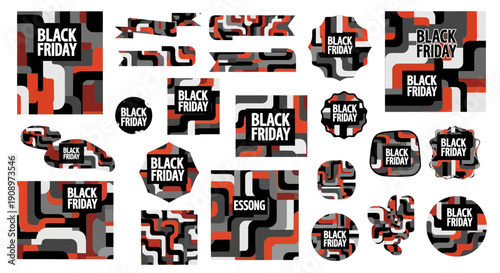 Black Friday Sale Banners and Labels Vector Set