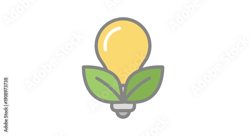 Eco-friendly light bulb with green leaves symbolizing renewable energy and innovation