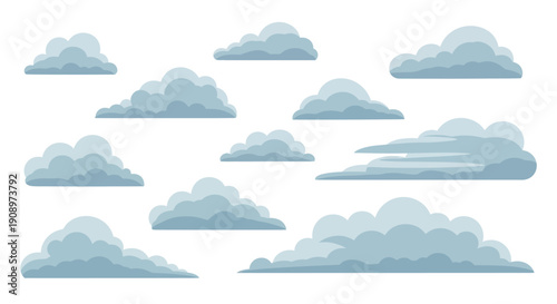 Cartoon Clouds Collection: Weather Forecast Elements