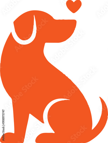 dog profile orange vector icon for logo mascot and app