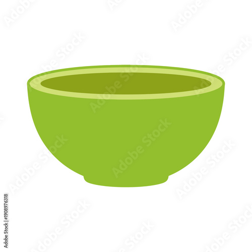 Green Bowl Illustration on White Background.