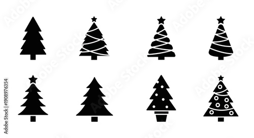 Christmas Tree Icons: Festive Holiday Season Vector Set