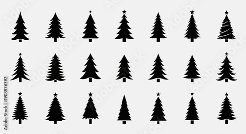 Christmas Tree Silhouettes: Festive Holiday Icons Set