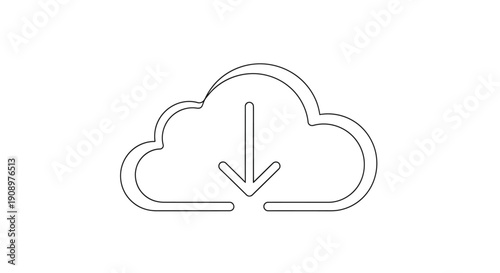 Cloud Download Icon: Data Storage, Cloud Computing Concept