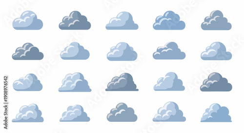 Cloud Set: Cartoon Style Weather Icons for Design