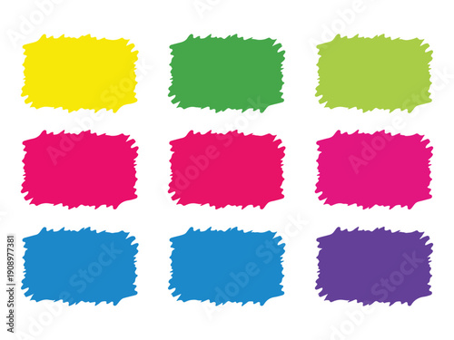 Hand drawn rough edge textured boxes in bright colors for banner and label design