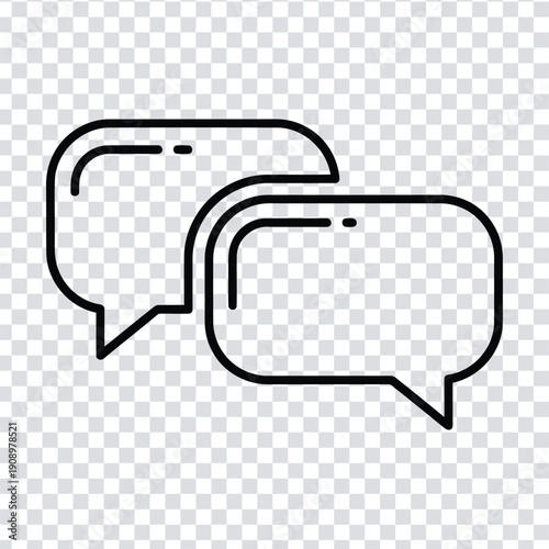 Two black speech bubbles on a transparent background for communication