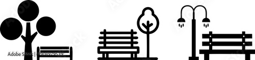 City Park Bench Silhouette Vector
