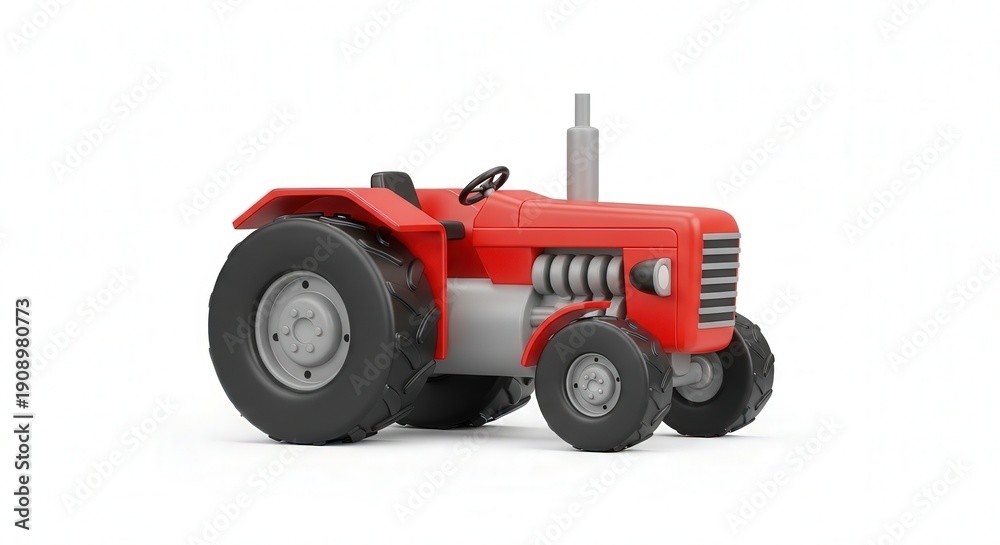 Obraz premium Red Toy Tractor Model for Children and Simulated Farming Activities
