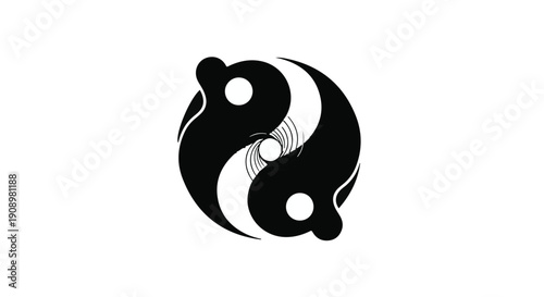 Yin Yang symbol formed by two stylized owls on a white background.