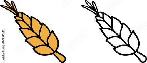 Single Wheat Grain Ear Silhouette