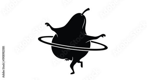 Playful pear character hooping with a ring, symbolizing fitness and fun
