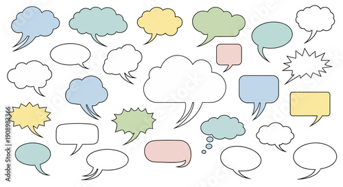 Colorful Speech Bubbles Collection on White