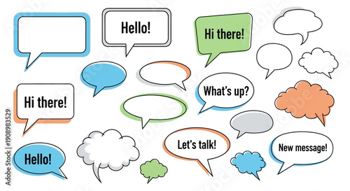 Colorful Speech Bubbles Set for Communication
