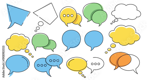 Colorful Speech Bubbles Set, Communication and Discussion Concept