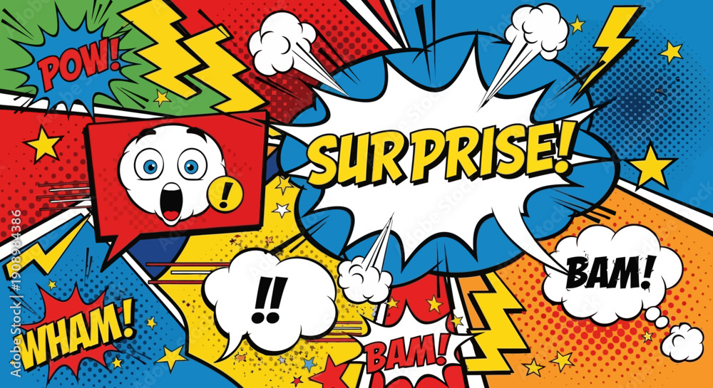 Obraz premium Comic book explosion with surprise and wham effect