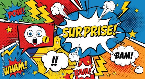 Comic book explosion with surprise and wham effect