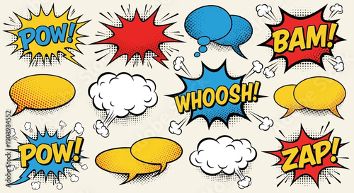 Comic Speech Bubbles Set in Pop Art Style