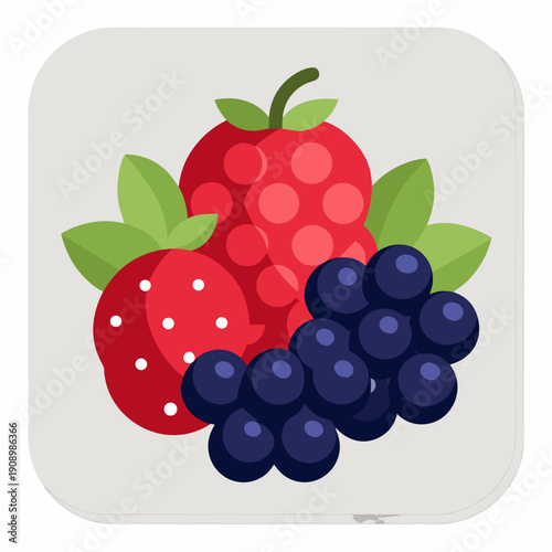 Bright Berry Fruit Icon Pack - Strawberry, Blueberry, Raspberry