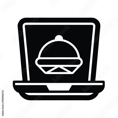 Online Food Order Silhouette Icon Vector Illustration