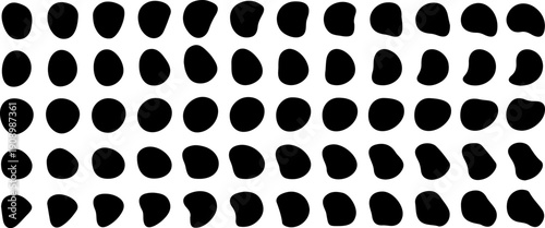 Abstract organic forms. Smooth transitions from shape to shape for animation effects. Vector irregular blobs. Simple element backgrounds for an organic logo design. Liquid round uneven splats, stains.