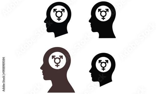 Human head silhouette with transgender symbol representing gender identity concept
