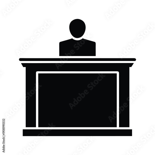 Reception Desk Silhouette Icon Vector Illustration