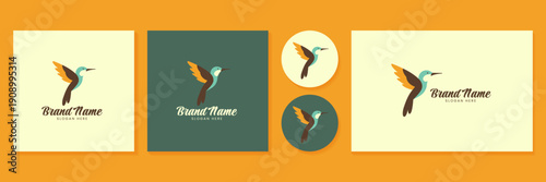 Hummingbird logo set vector illustration for corporate identity branding business.