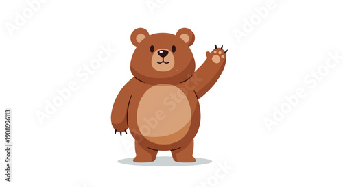 A cartoon bear waving its paw in a friendly gesture