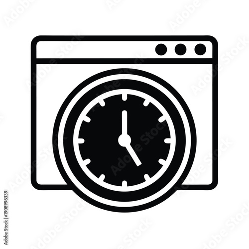 Time Picker Clock Web Line Art Icon Vector Illustration