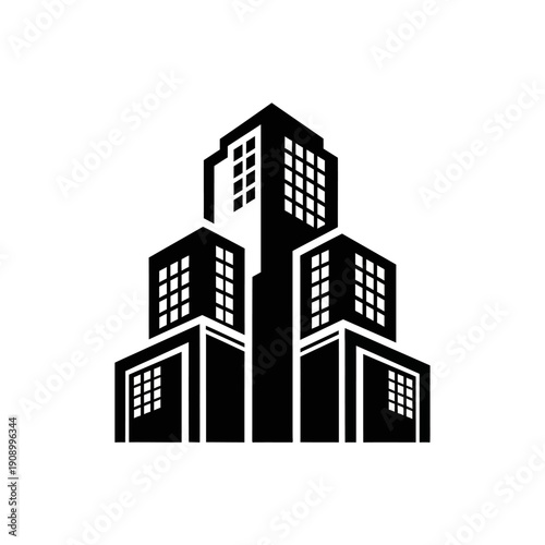 Black and white city skyscraper buildings.