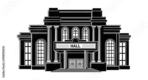Bild auf Leinwand Black and white old concert hall.