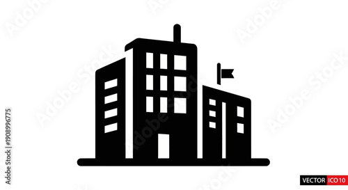 Black silhouette of urban office buildings.