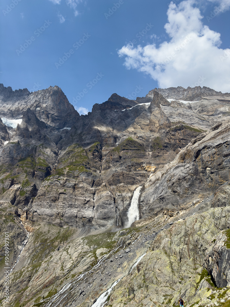 Fototapeta premium Hiking trail to Alpetligletscher in Gasterntal Valley, Switzerland