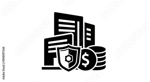 Financial security shield with money icon.