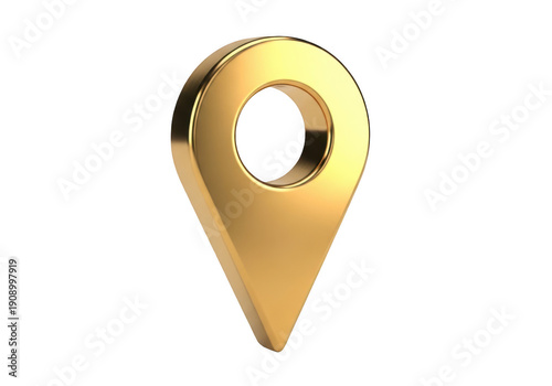 A sleek and modern golden location pinpoint icon on a white background