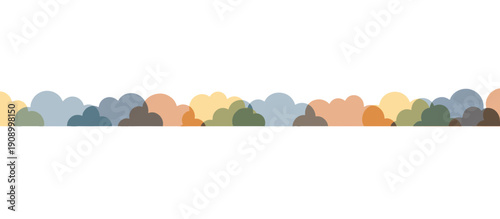 Abstract colorful cloud or foam border. Vector illustration of overlapping rounded shapes. Pastel nature background edge