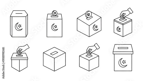 Voting ballot boxes with Islamic symbols for elections
