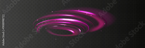 Light trail wave, fire path trace line and effect curve twirl. Neon motion effect. White special effect,speed police line. Road Magic of moving fast lines.