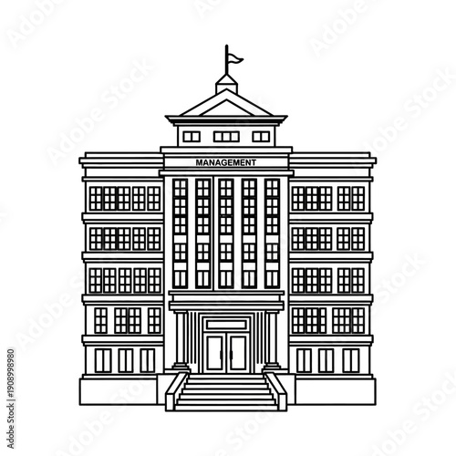 Large multi-story building with entrance.