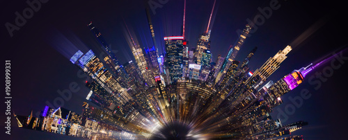 Schilderij op canvas New York City tiny planet with Manhattan