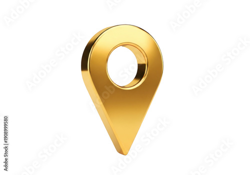 A sleek golden pinpoint marker indicating a location on a map or digital interface