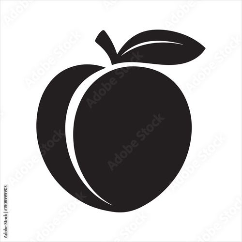 Peach Silhouette, Vector, Icon, Logo, White Background.