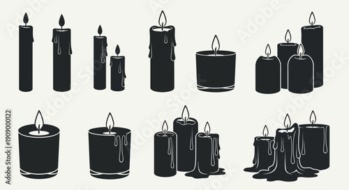 Elegant Candle Silhouette Collection for Design Projects