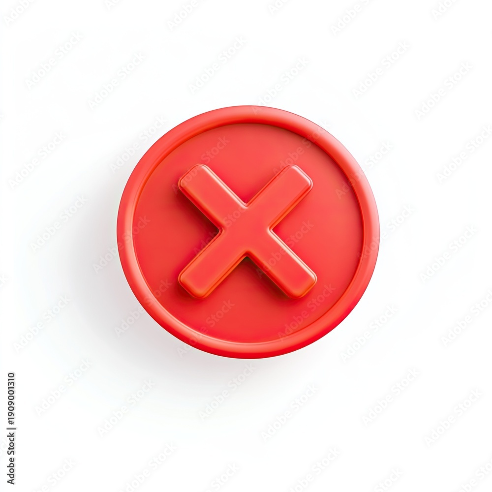Fototapeta premium A red speech bubble with an X inside, a simple icon design, on a white background,
