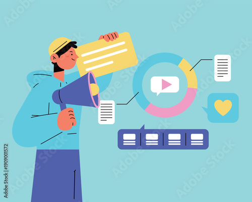 Marketing Professional Analyzing Social Media Campaign Data with Megaphone